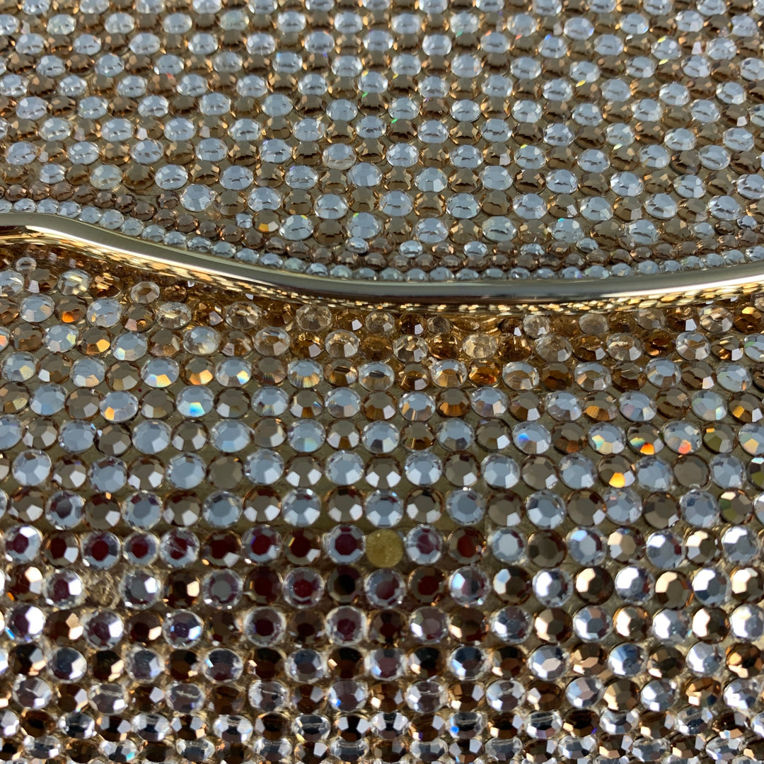 JUDITH LEIBER Gold Metallic Rhinestones Evening Handbag