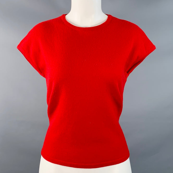 SHIRIN GUILD Size S Red Cashmere Short Sleeve Crew Neck Casual Top