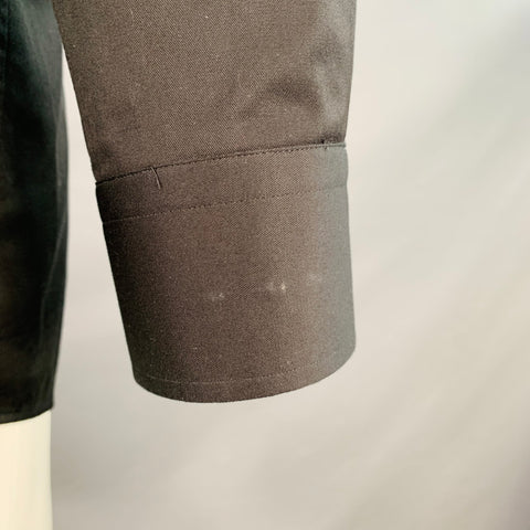 ETON Size M Black Cotton Curved Cutaway Long Sleeve Shirt