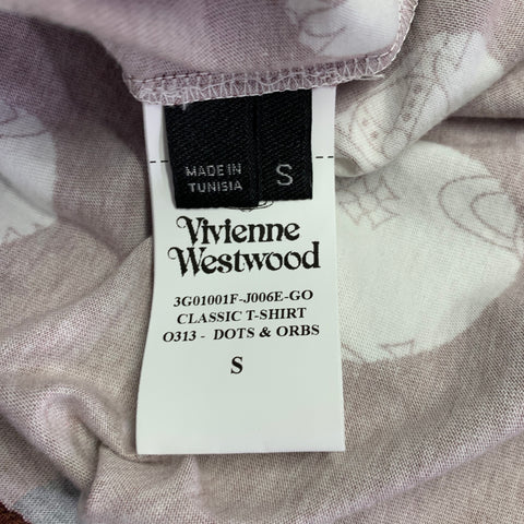 VIVIENNE WESTWOOD Size S Brown Lavender Print Cotton Crew Neck T-shirt