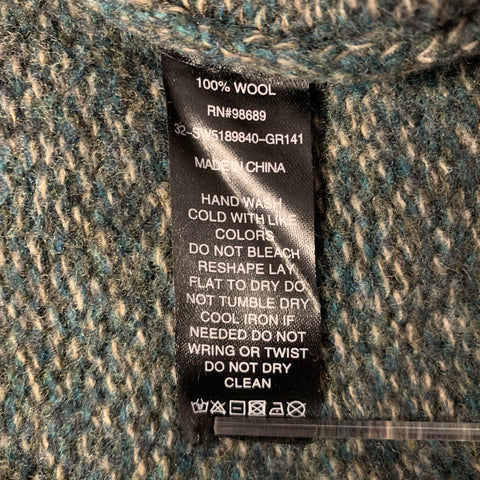 TODD SNYDER Size M Teal Black Cream Marled Wool Mock Neck Sweater