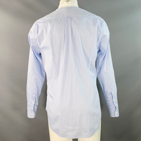 GITMAN VINTAGE Size M Blue White Cotton Collarless Long Sleeve Shirt