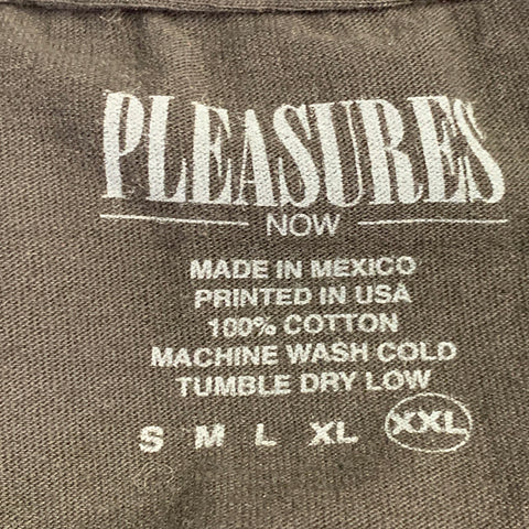 PLEASURES Size XXL Black Blue Logo Cotton Crew Neck T-shirt