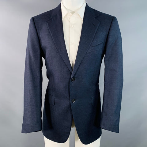 ERMENEGILDO ZEGNA Size 40 Navy Black Checkered Wool Sport Coat