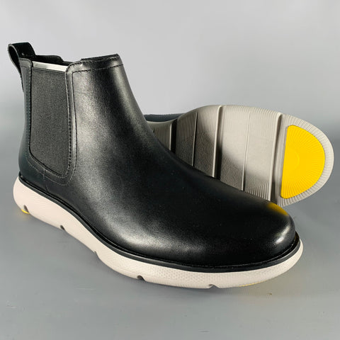 COLE HAAN Size 9 Black Grey Waterproof Leather Ankle Boots