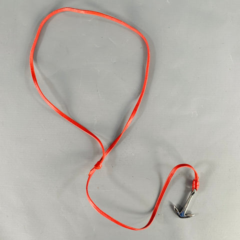 MIANSAI Red Silver Anchors Leather Metal Lariat Necklace