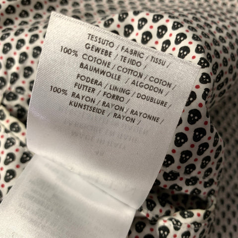 ALEXANDER MCQUEEN Chest Size 38 White Black & Red Skulls Cotton Sport Coat