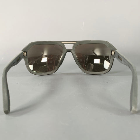 DOLCE & GABBANA Grey Charcoal Rubber Mirrored Lenses Aviator Sunglasses