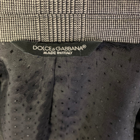 DOLCE & GABBANA Chest Size 38 Black White Plaid Virgin Wool Sport Coat