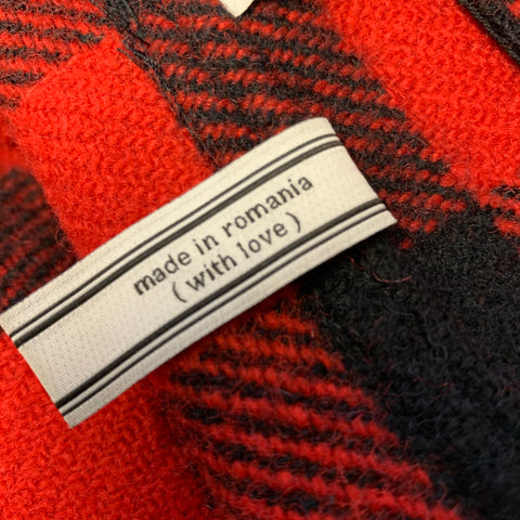 AMI by ALEXANDRE MATTIUSSI Size M Red Black Buffalo Plaid Wool Worker Jacket
