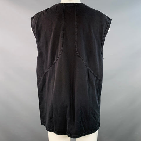 ALEXANDER WANG Size M Black Cotton Zipper Crew Neck T-shirt