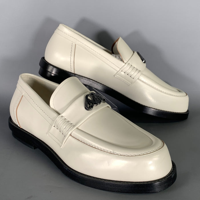 ALEXANDER MCQUEEN Size 10 White Ivory Leather Slip On Loafers