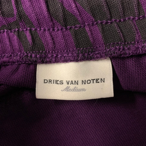 DRIES VAN NOTEN Size M Purple Black Abstract Elastic Waistband Shorts