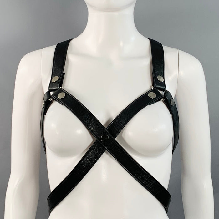 JUNYA WATANABE Harnais Ceinture en Cuir Noir Clouté Taille Unique