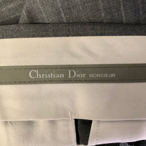 CHRISTIAN DIOR Size 44 Grey Pinstripe Wool Double Breasted Suit