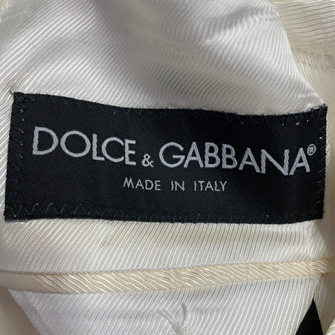 DOLCE & GABBANA Size 38 Regular Cream Textured Virgin Wool Sport Coat