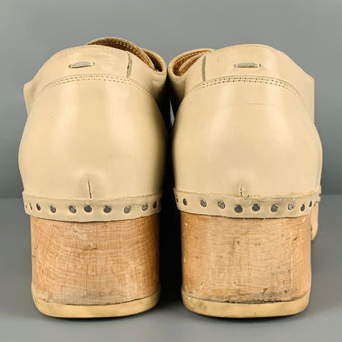 MAISON MARGIELA Size 10 Beige Leather Clog Lace Up Shoes