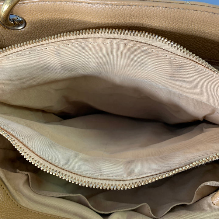 CHANEL Vintage GST Caviar Grand Shopping Tote Beige Gold Quilted Leather Handbag
