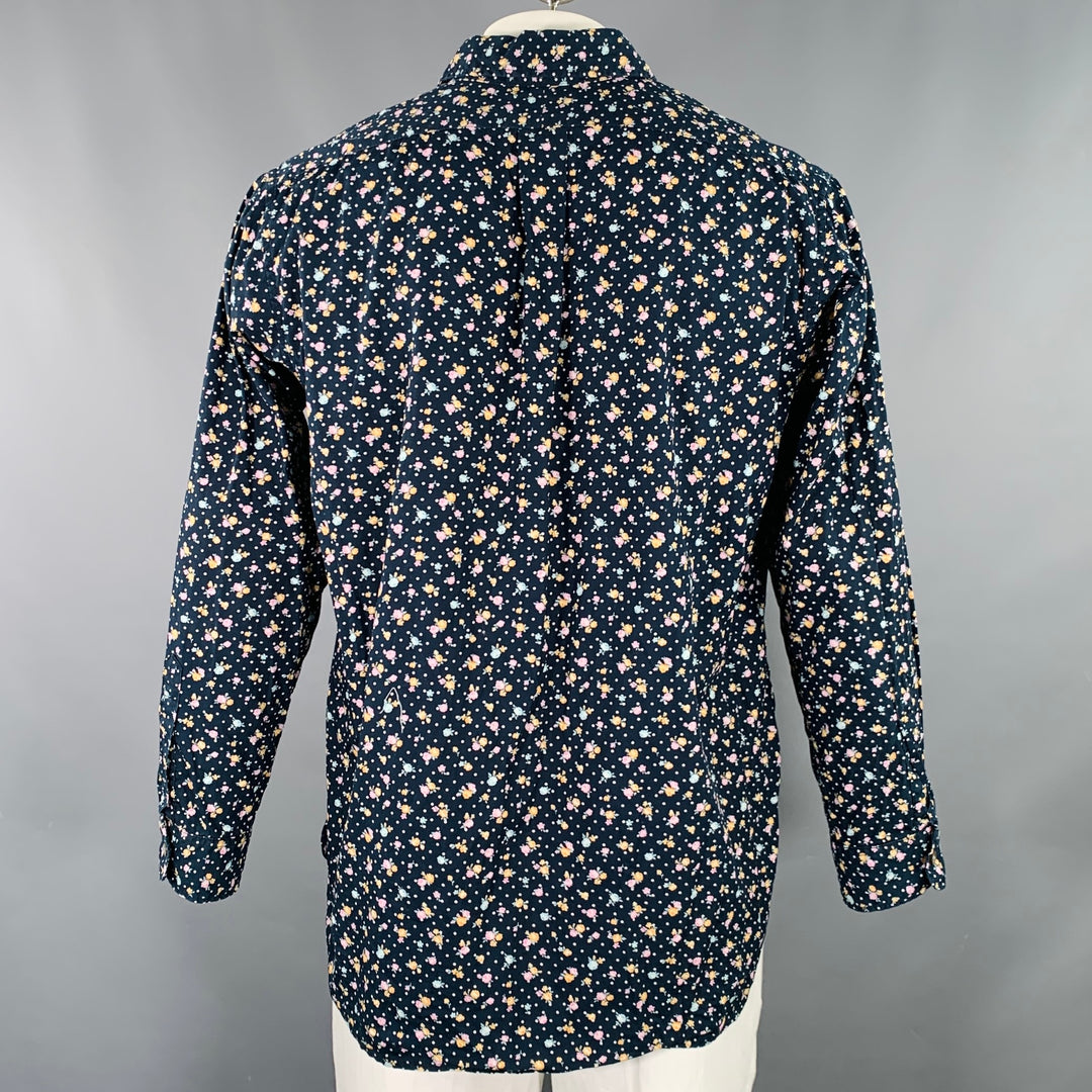 ENGINEERED GARMENTS Size XL Black Pink Blue Floral Dots Long Sleeve Shirt