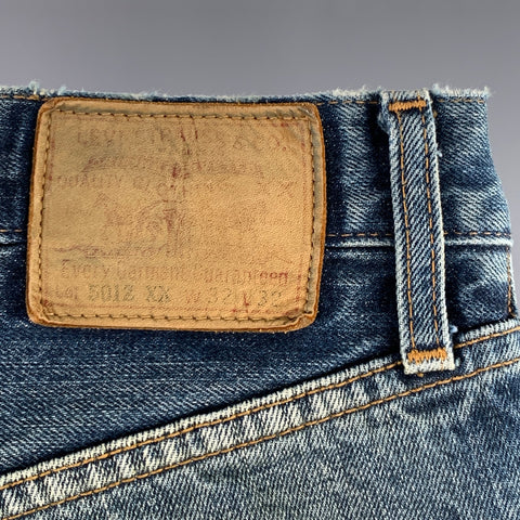 LEVI STRAUSS Size 32 Blue Red Distressed Selvedge Denim Jeans
