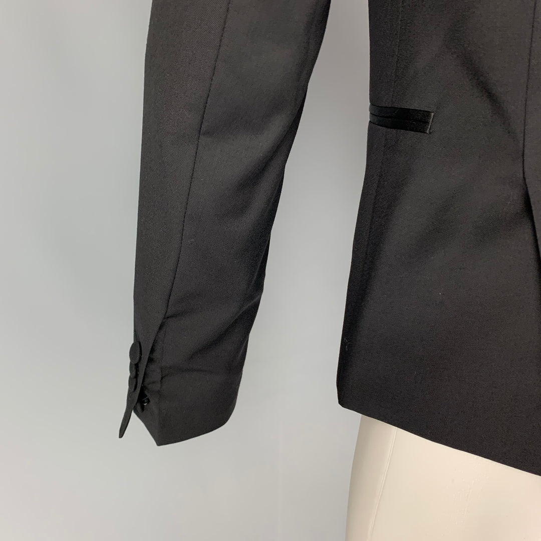 THE KOOPLES Size 36 Black Wool Tuxedo Sport Coat