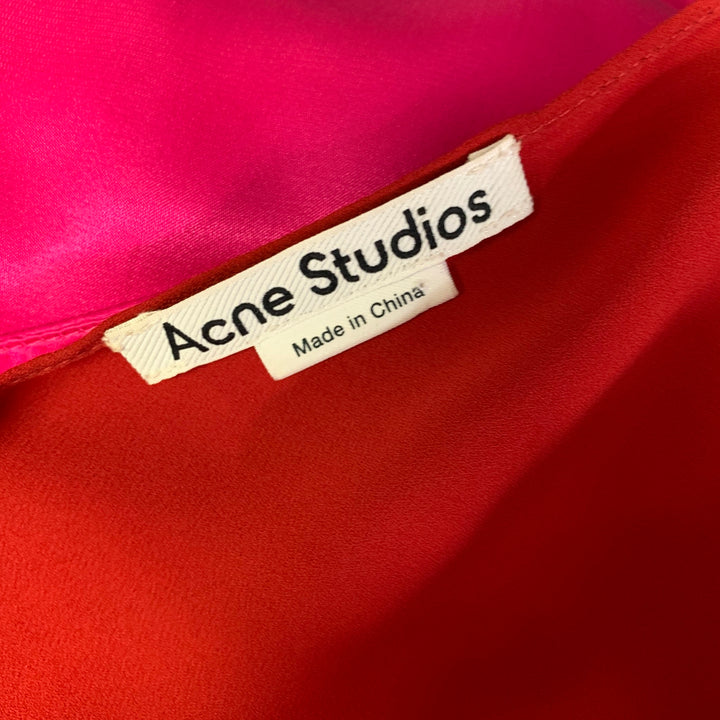 ACNE STUDIOS Size XS Pink Red Viscose  Silk Two Tone Shift Dress