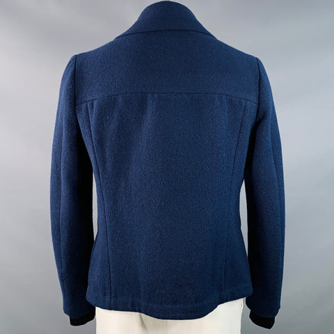 PAUL SMITH Size XL Navy Nylon Twill Double Breasted Coat