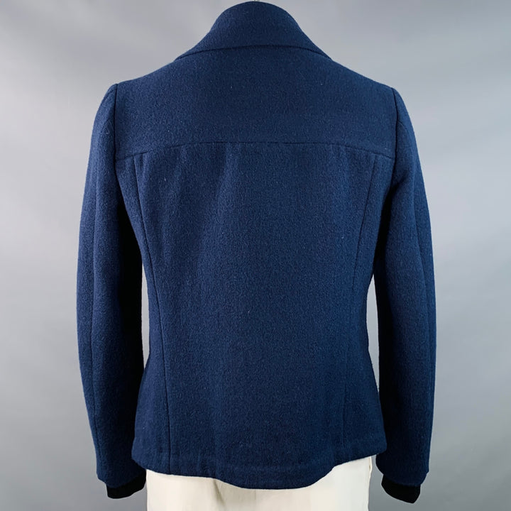 PAUL SMITH Size XL Navy Nylon Twill Double Breasted Coat