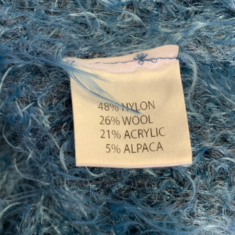 LINEAMAGLIA Size M Blue Nylon Blend Shaggy Scoop Neck Sweater