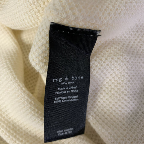 RAG & BONE Size L Cream Knit Cotton Thermal Long Sleeve Shirt
