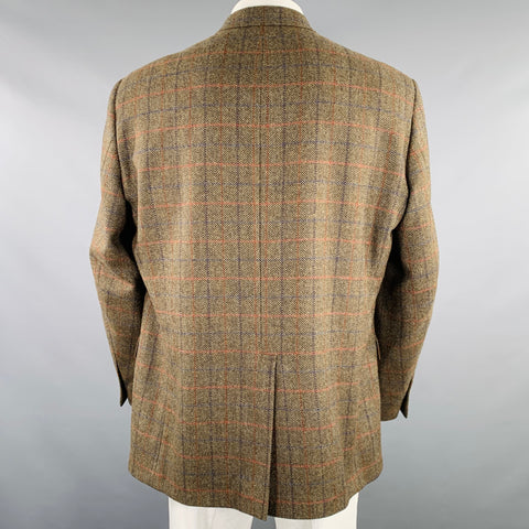 J.PRESS Size 46 Brown Blue Red Window Pane Sport Coat