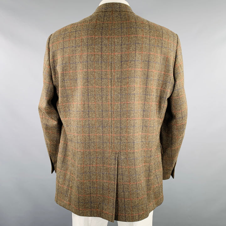 J.PRESS Size 46 Brown Blue Red Window Pane Sport Coat