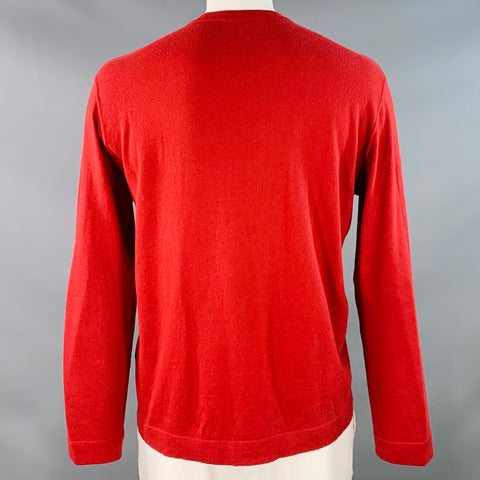 Z ZEGNA Size L Red Cotton Cashmere Crew Neck Pullover