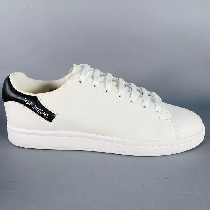RAF SIMONS Size 8 Orion White Black Leather Lace-Up Low Top Sneakers