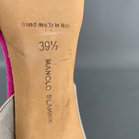 MANOLO BLAHNIK Size 9.5 Pink Grey Suede Two Tone Suede Pointed Toe Pumps