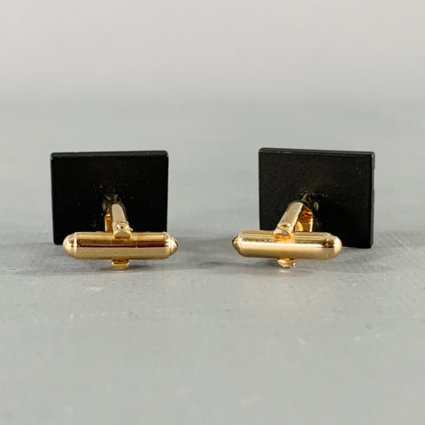 Boutons de manchette VINTAGE dorés et texturés noirs