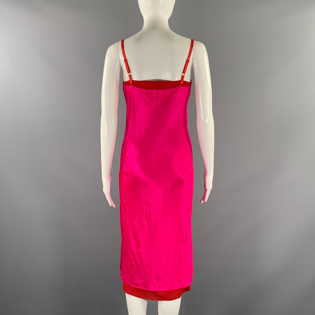 ACNE STUDIOS Size XS Pink Red Viscose  Silk Two Tone Shift Dress