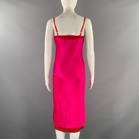 ACNE STUDIOS Size XS Pink Red Viscose  Silk Two Tone Shift Dress