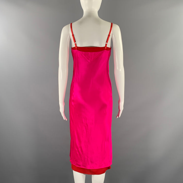 ACNE STUDIOS Size XS Pink Red Viscose  Silk Two Tone Shift Dress