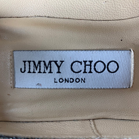 JIMMY CHOO Size 4 Gold Glitter Pointed Toe Stiletto Pumps