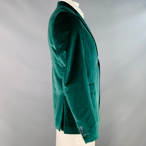 PAUL SMITH Size 44 Kensington Green Velvet Cotton Notch Lapel Sport Coat