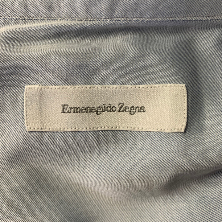 ERMENEGILDO ZEGNA Size L Light Blue Heather Cotton Long Sleeve Shirt