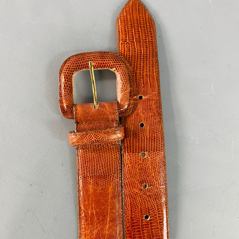 LINDA ALLARD Taille S Marron Cognac Ceinture Boucle Recouverte Cuir Lézard