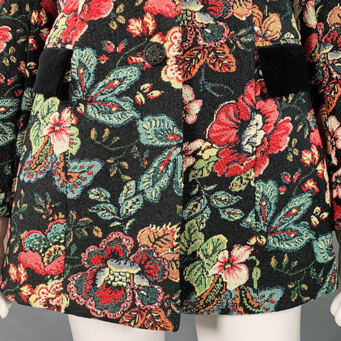 ANNE FONTAINE Size 4 Saskia Black Multi-Color Jacquard Jacket  Blazer