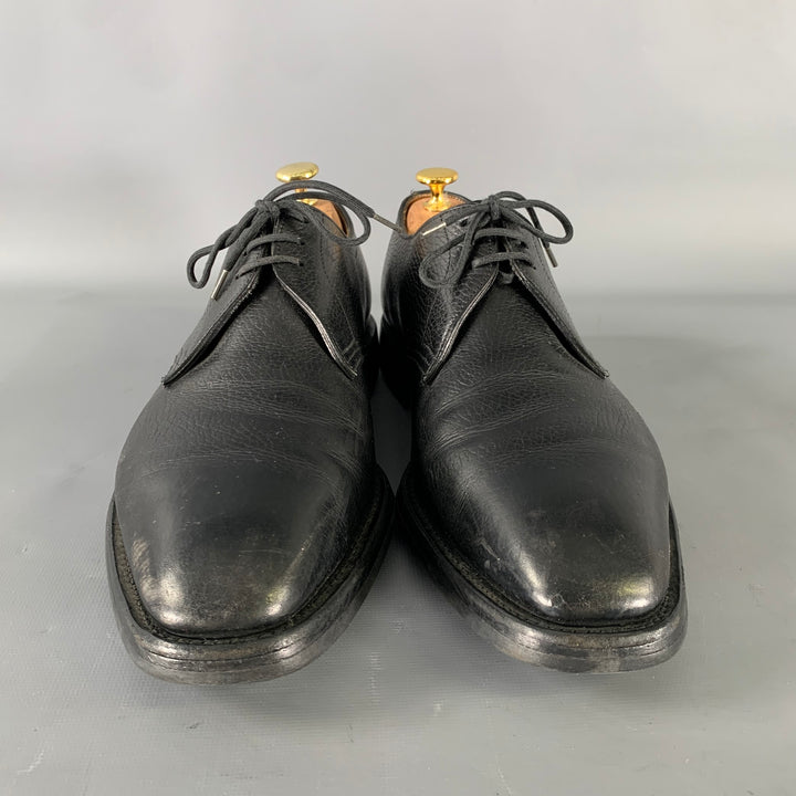JOHN LOBB Size 9 Black Textured Leather Pointed Toe Lace Up Shoes