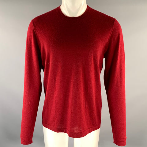 NEIMAN MARCUS Size L Burgundy Knit Cashmere Crew-Neck Pullover