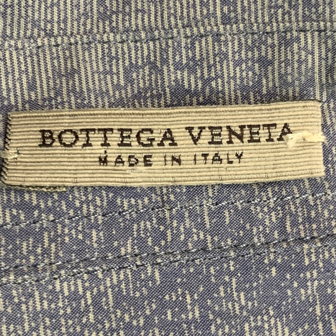 BOTTEGA VENETA Camisa de manga larga con botones de algodón degradado azul grisáceo talla XXL