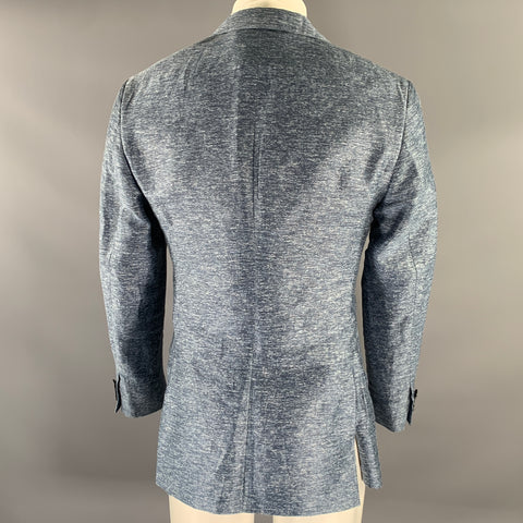 EIDOS Size 40 Blue White Heather Linen Blend Sport Coat