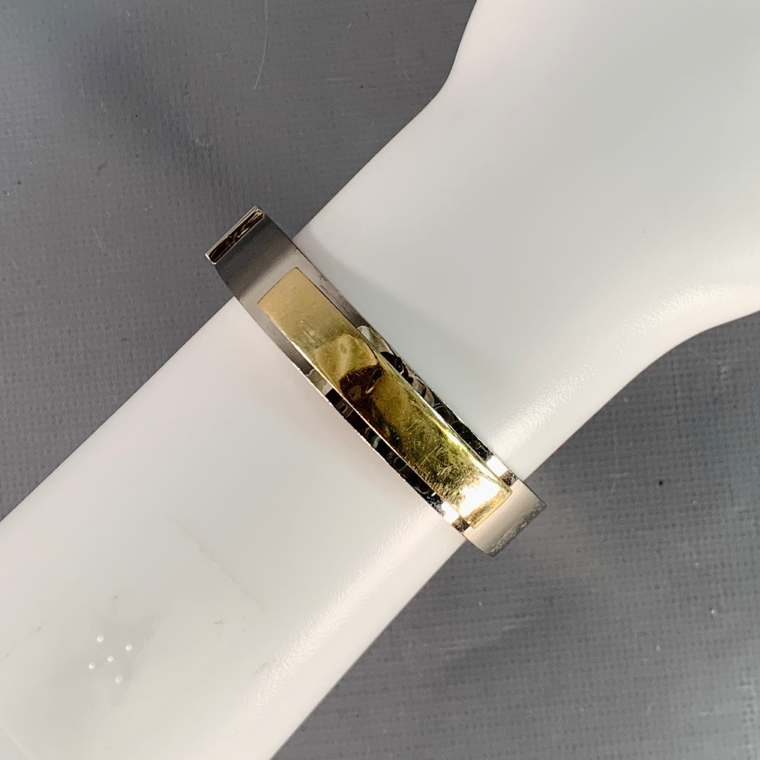 SAINT LAURENT Sterling Silver Gold Cuff Bracelet