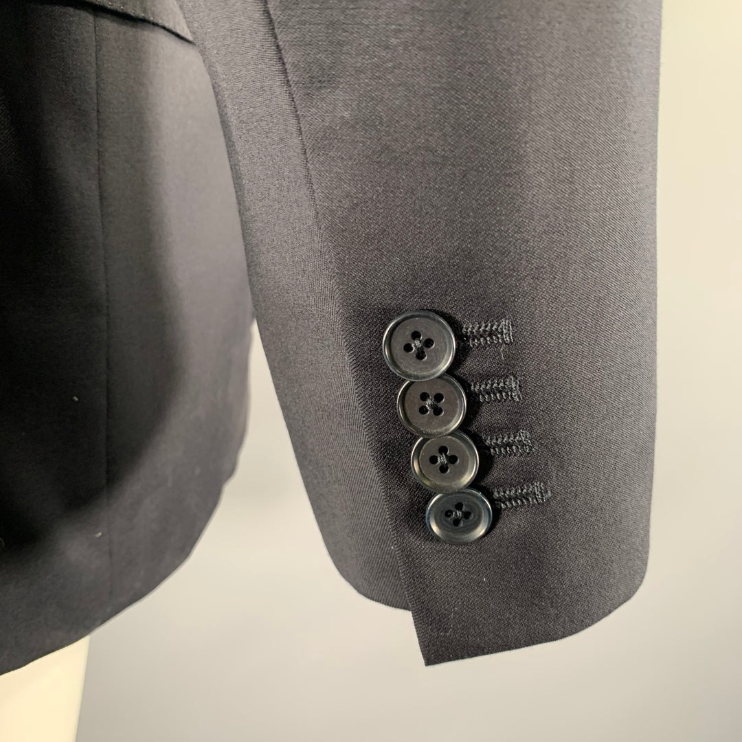 ISAIA Size 42 Black Wool Notch Lapel Sport Coat